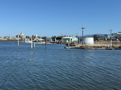 Open water where the docks once stood